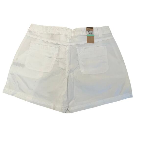DKNY Mid Rise Linen Chino Shorts Pouch Pockets Stretch White Womens Size 8 NEW - Picture 2 of 6